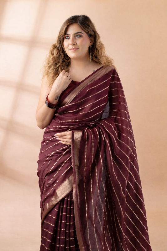 Wine Assam Silk Saree