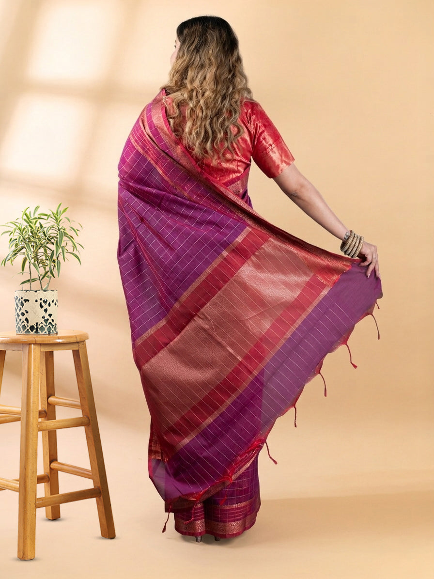 Regal Purple Chanderi Cotton Saree