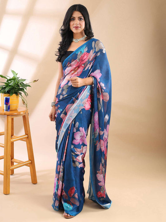 Neelkamal Satin Georgette Saree