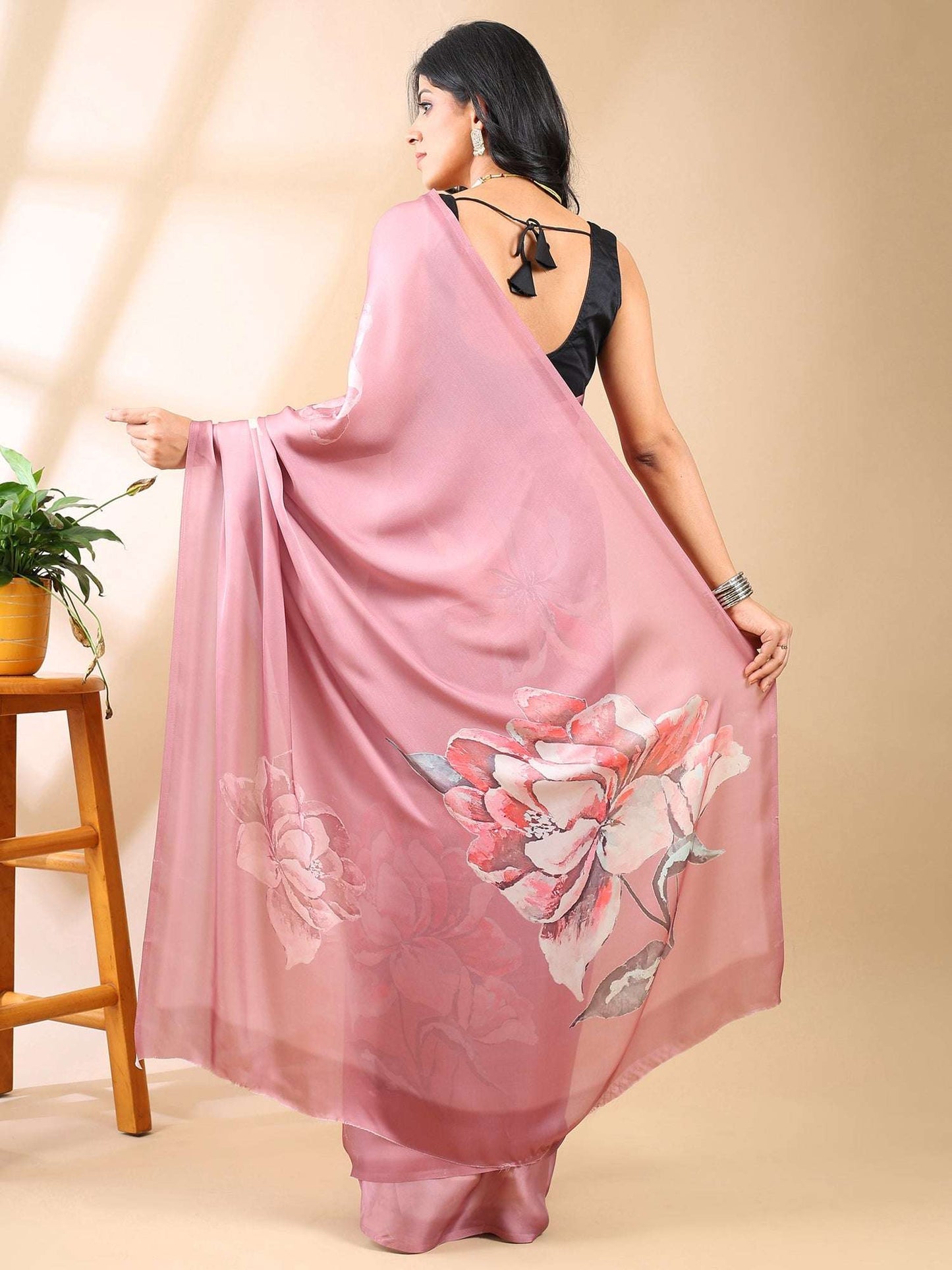 Blush Magnolia Satin Georgette Saree