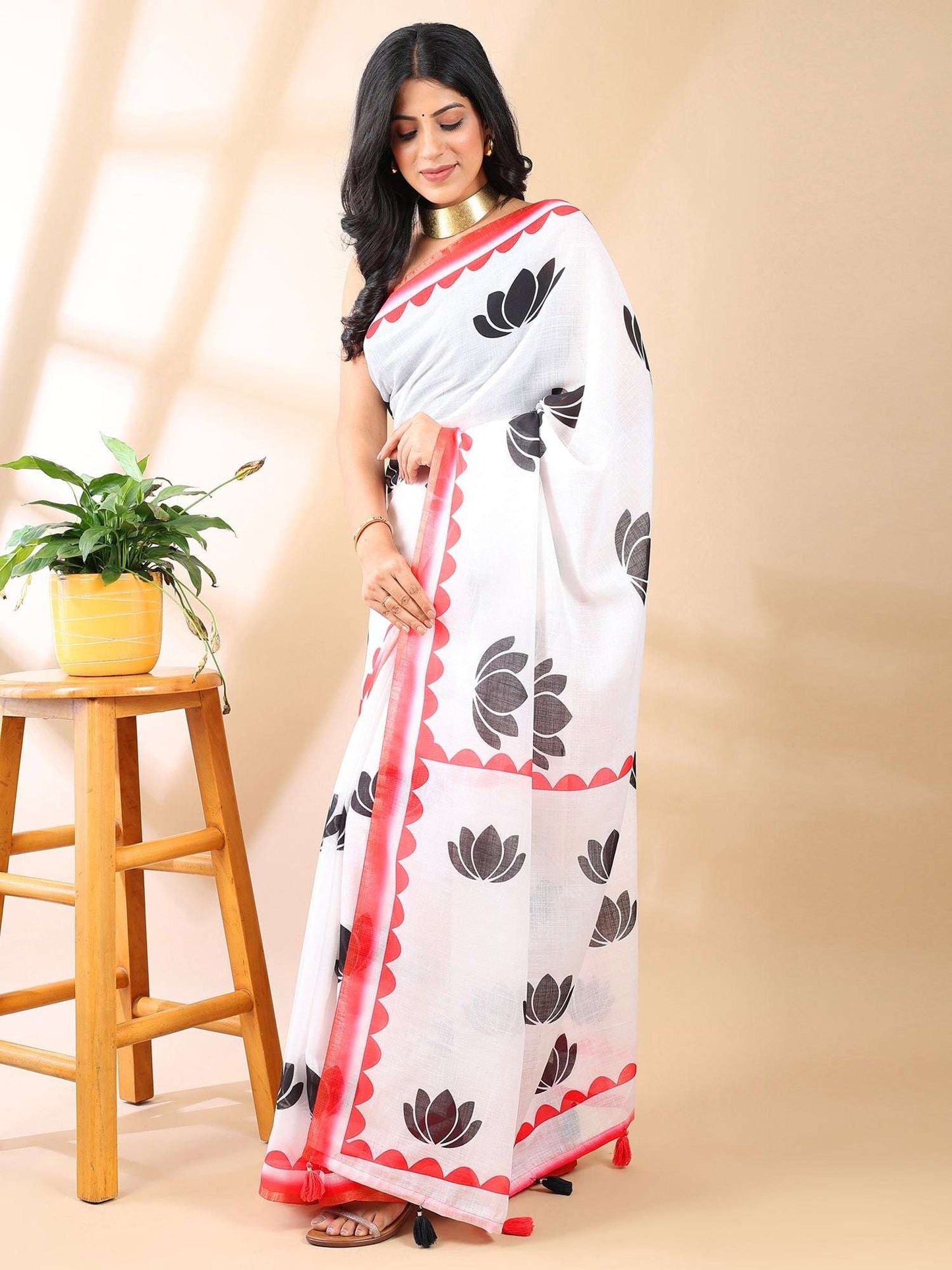 Summer Elegance - Linen Cotton Tapi Print Saree