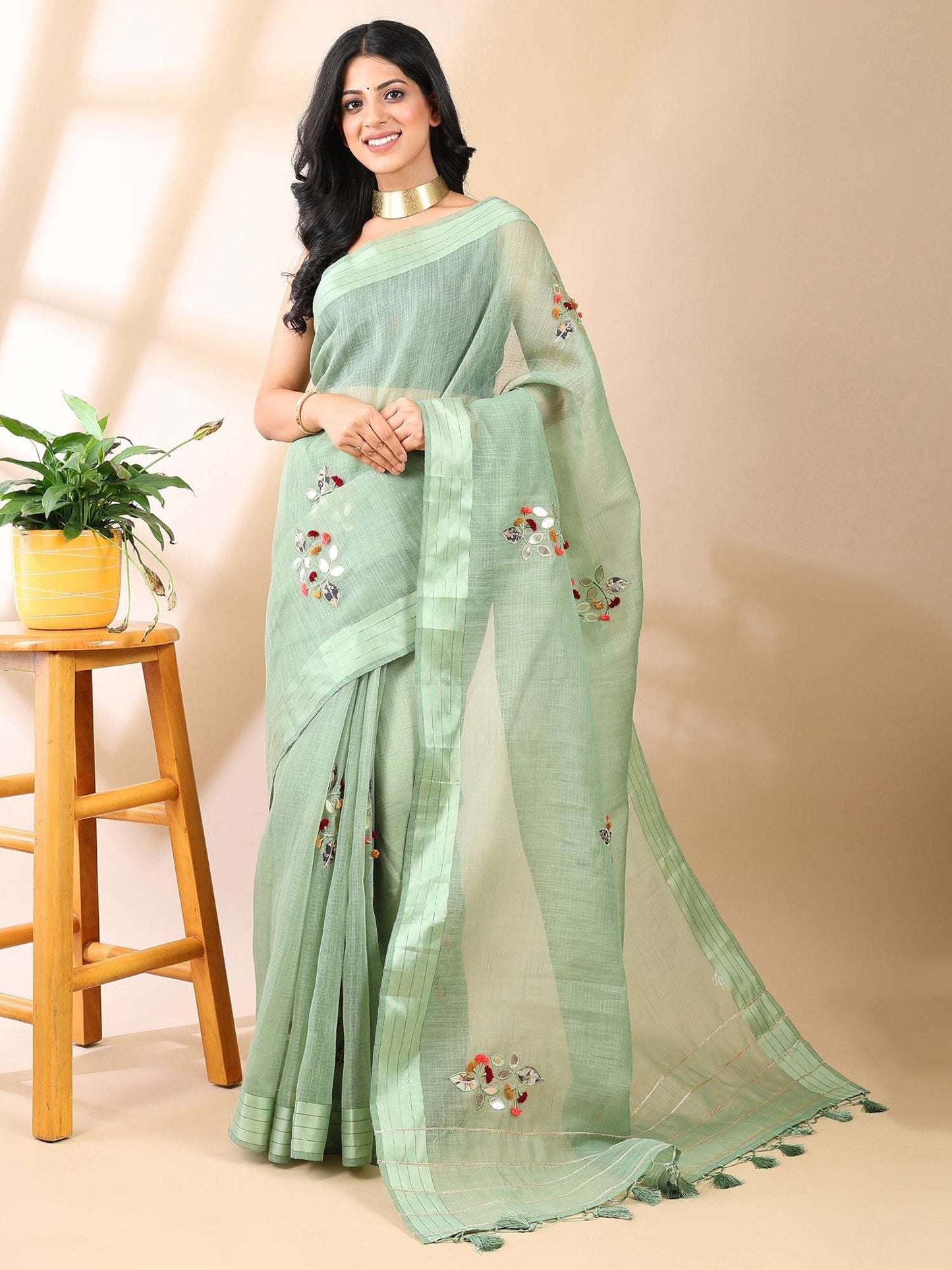 Aranya Applique - Chanderi Cotton Saree