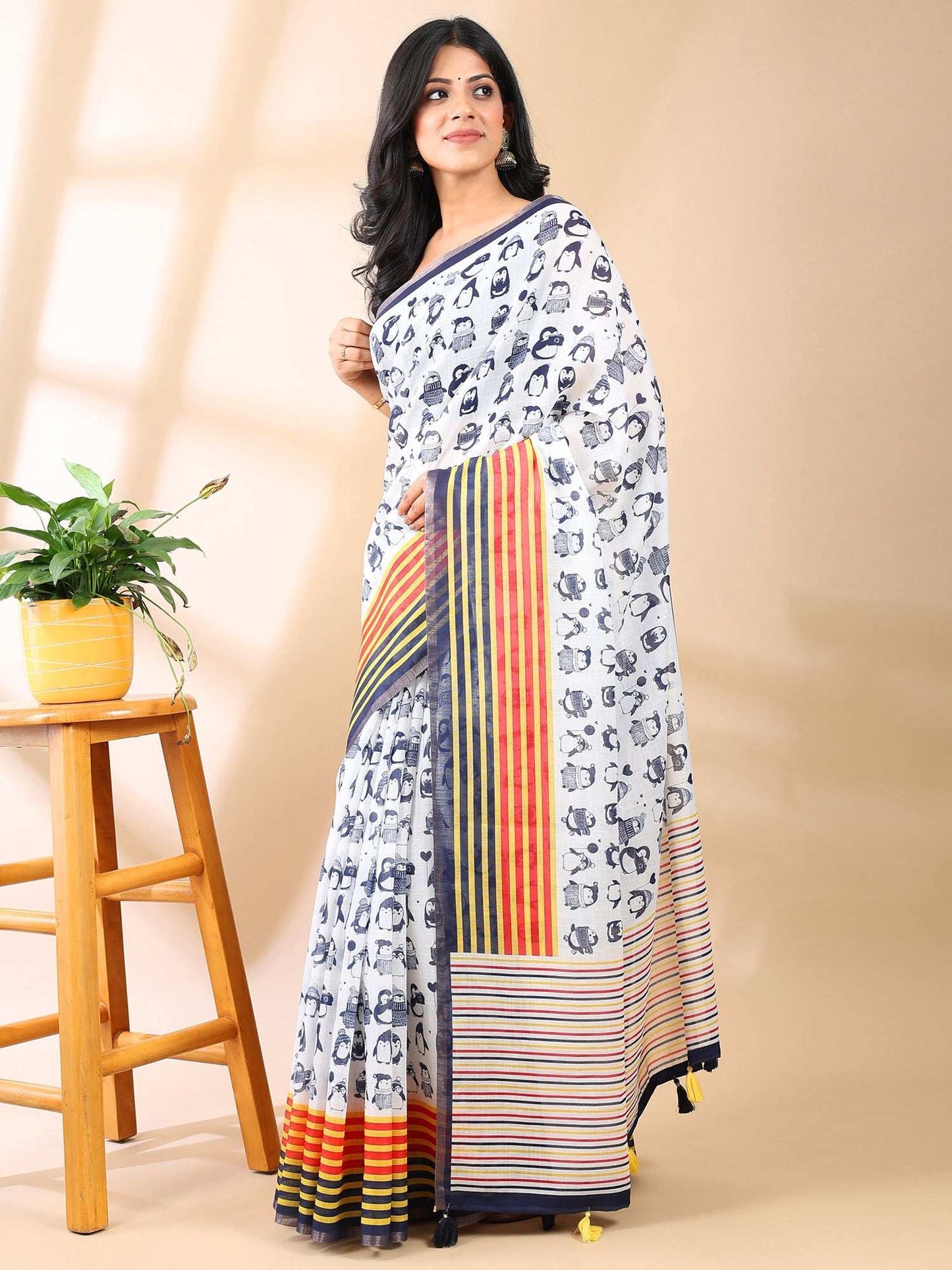 Tapi Penguin Stripe Saree