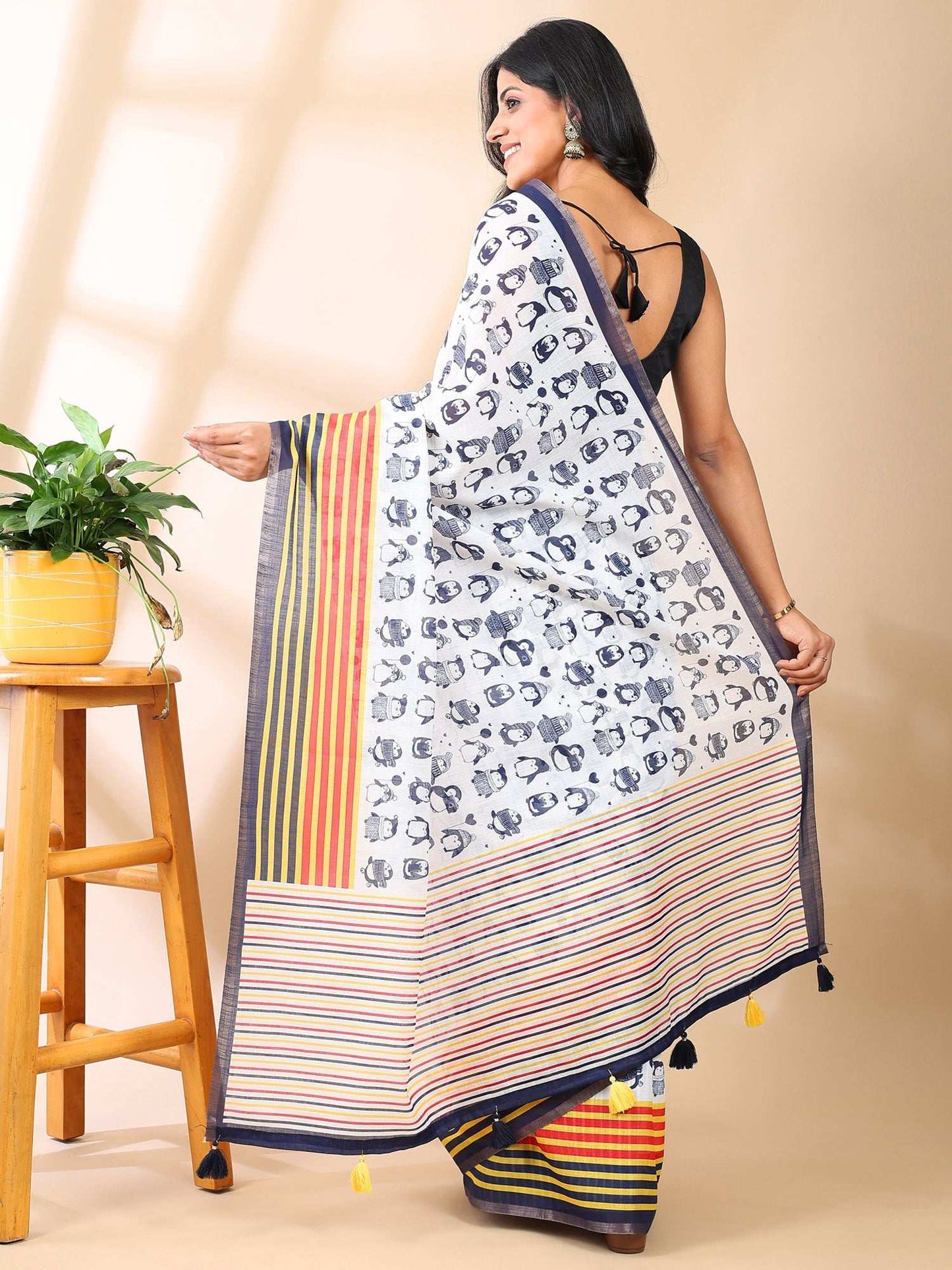 Tapi Penguin Stripe Saree