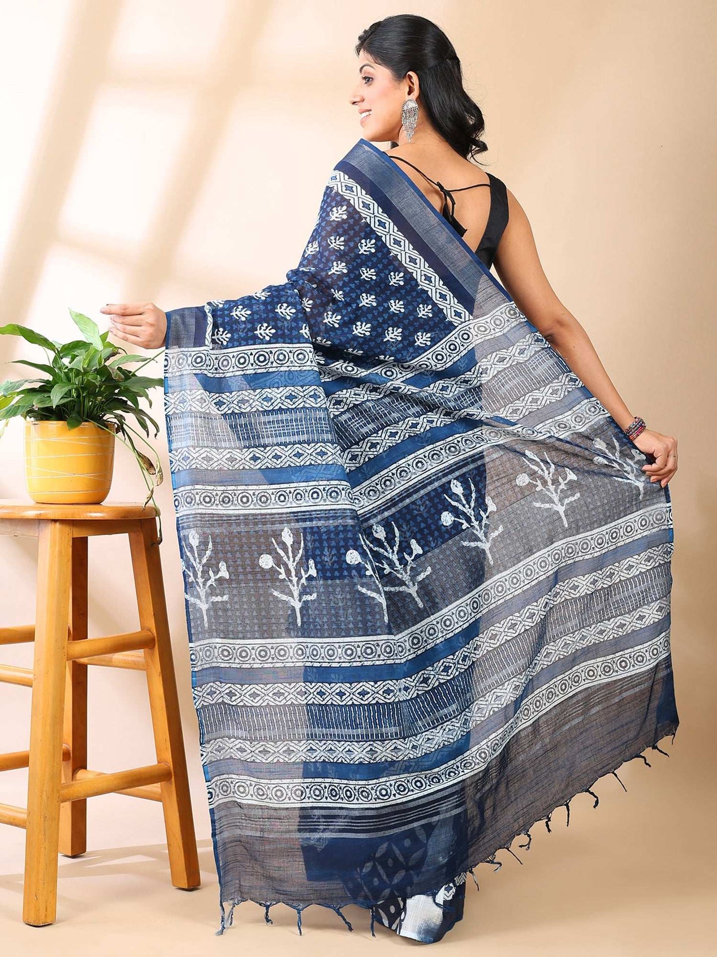 Indigo Charm Handblock Saree