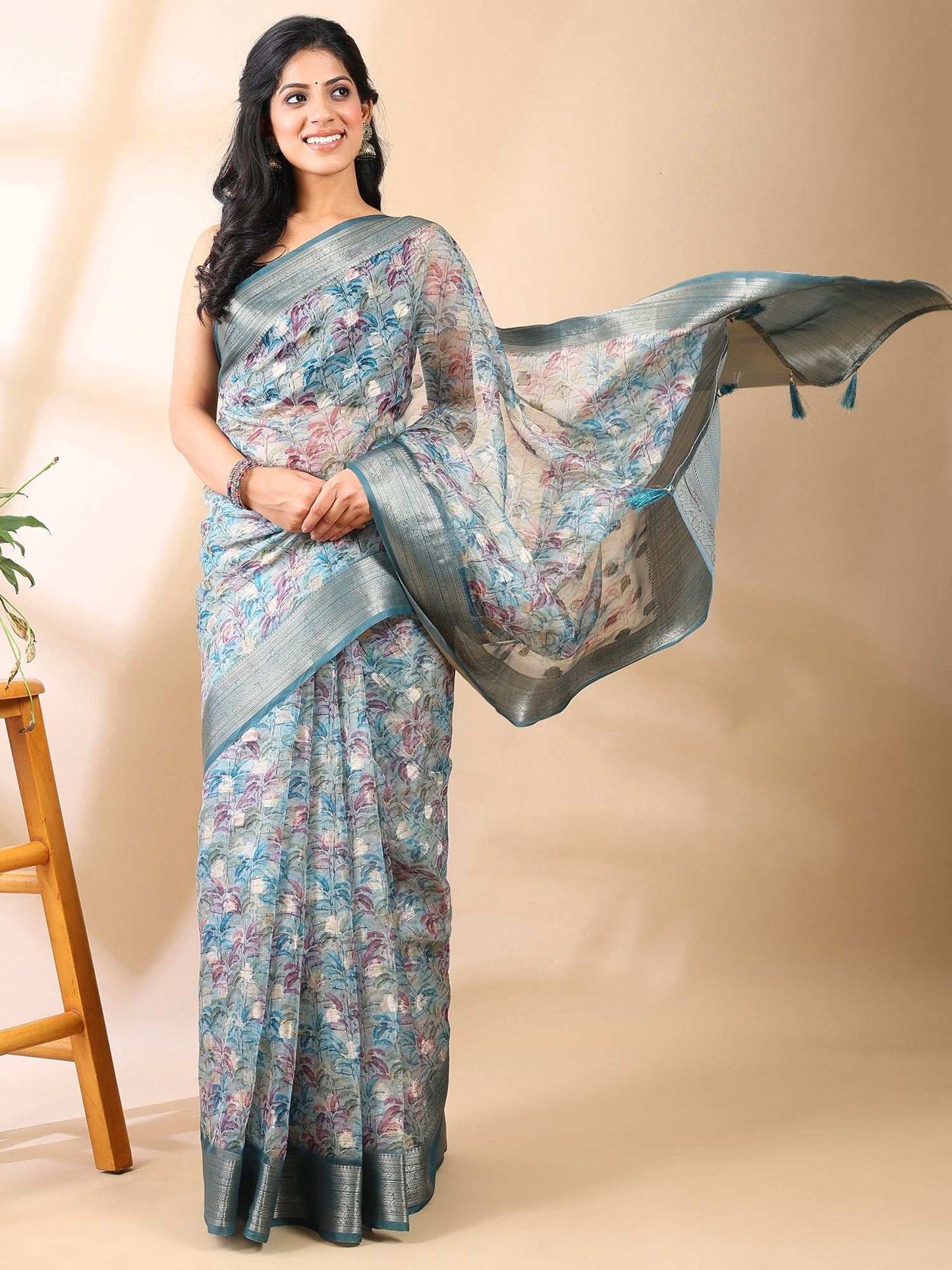 Whispering Petals - Printed Soft Organza Saree