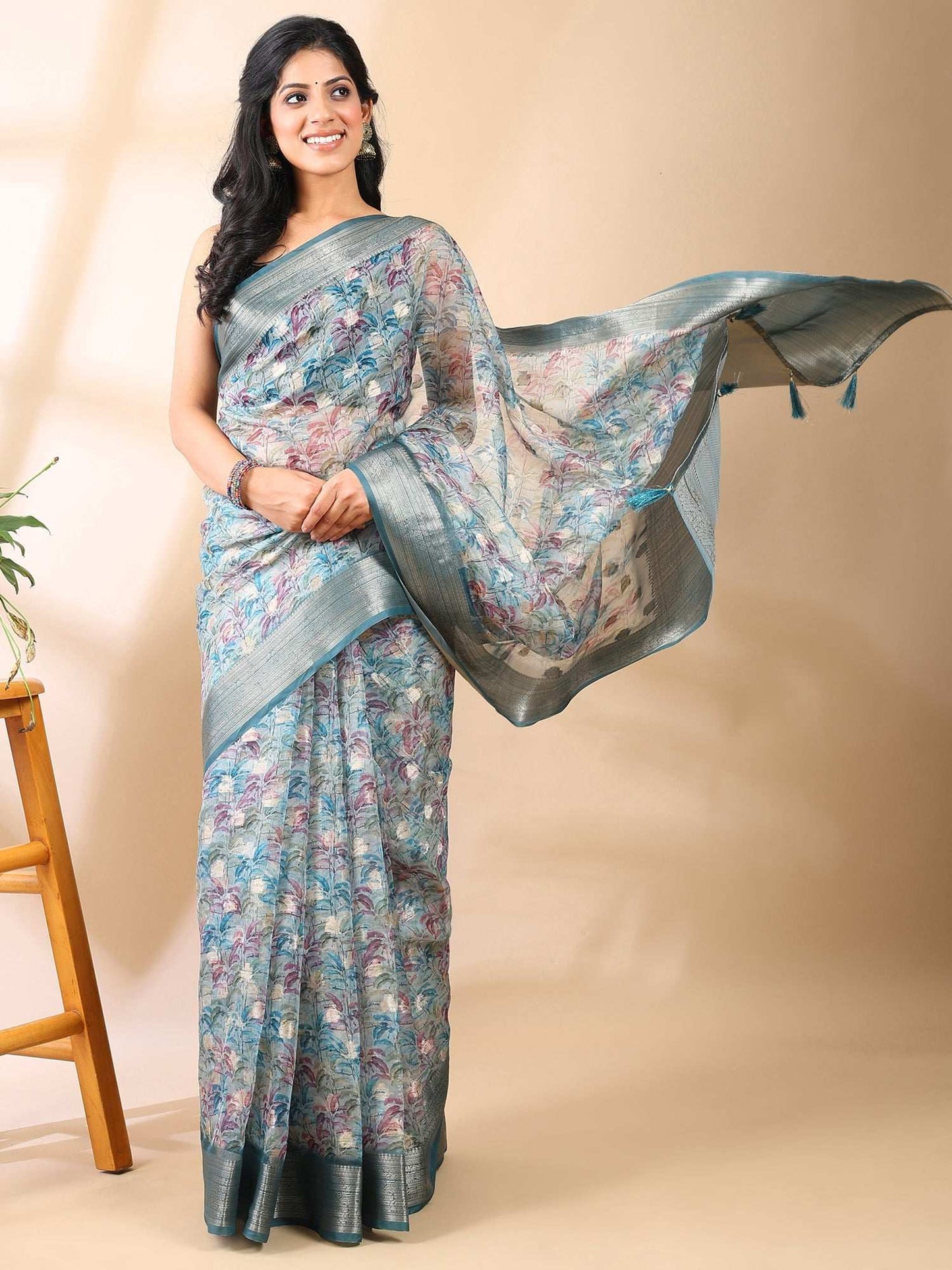 Whispering Petals - Printed Soft Organza Saree