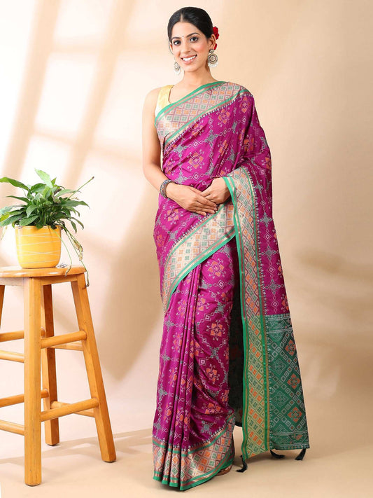 Gul Patola - Semi Silk Saree in Royal Purple