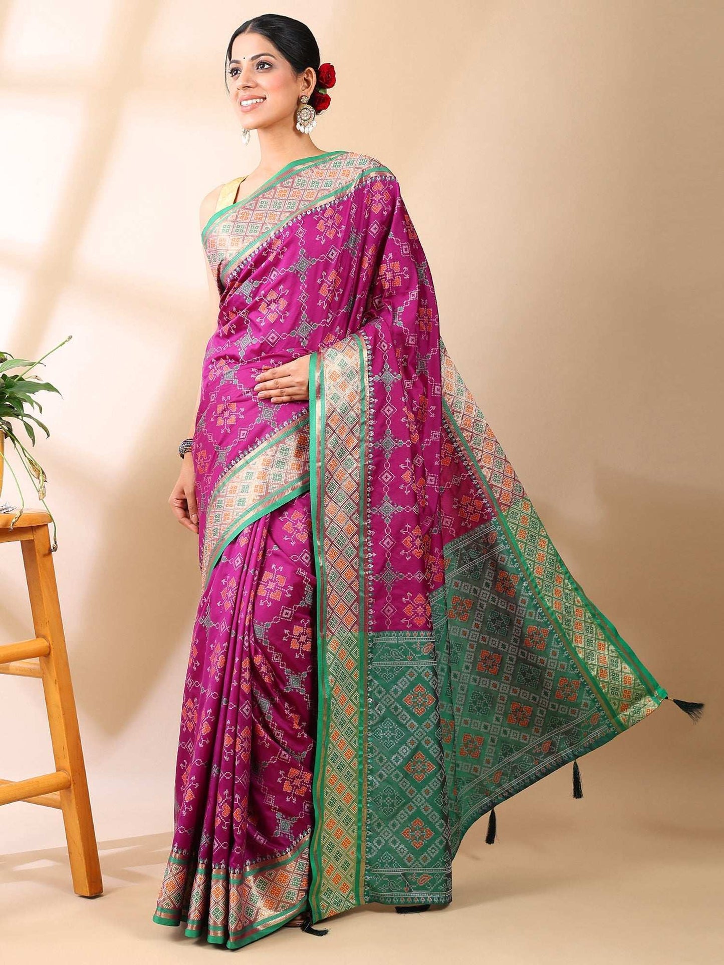 Gul Patola - Semi Silk Saree in Royal Purple