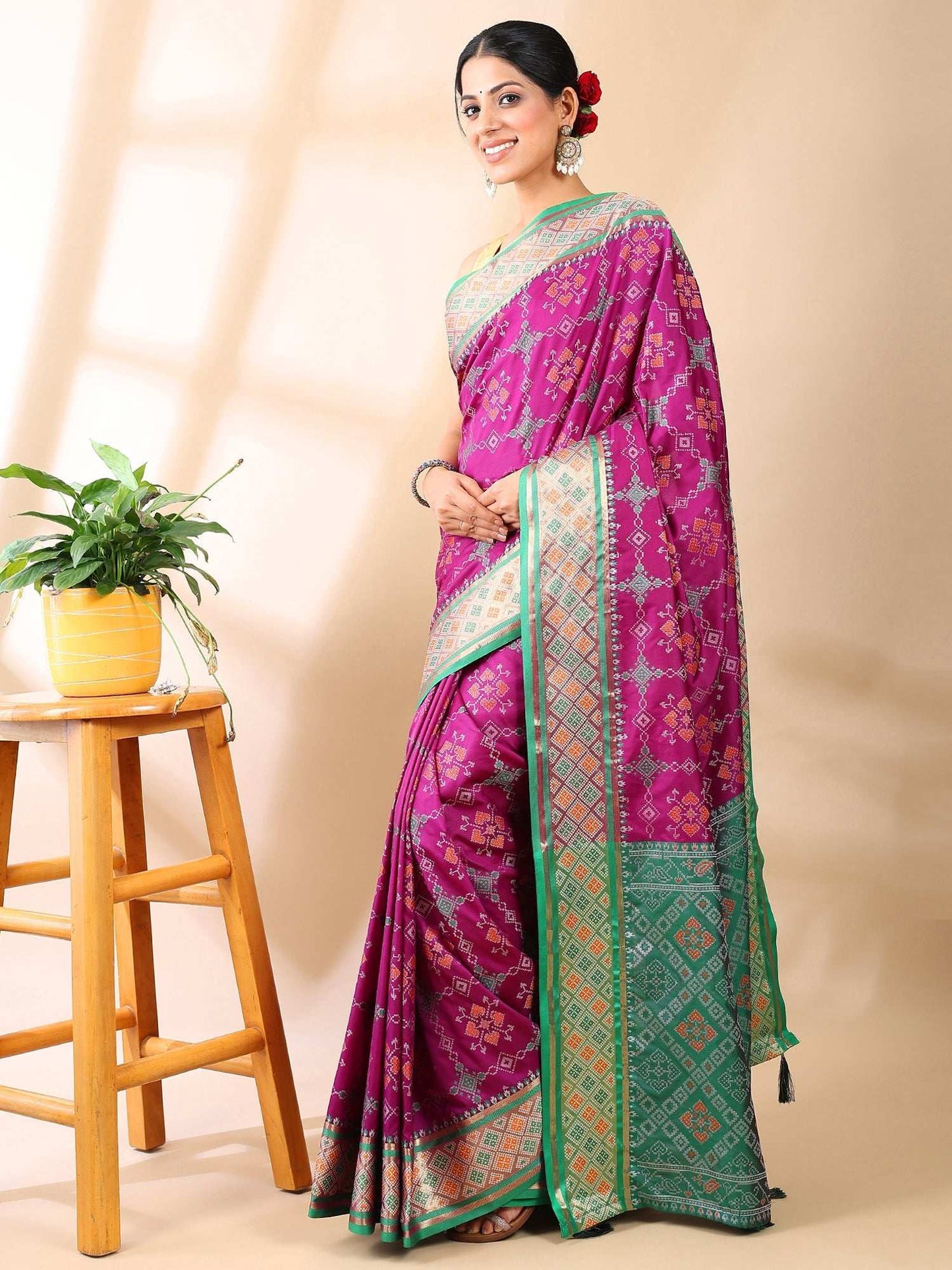 Gul Patola - Semi Silk Saree in Royal Purple