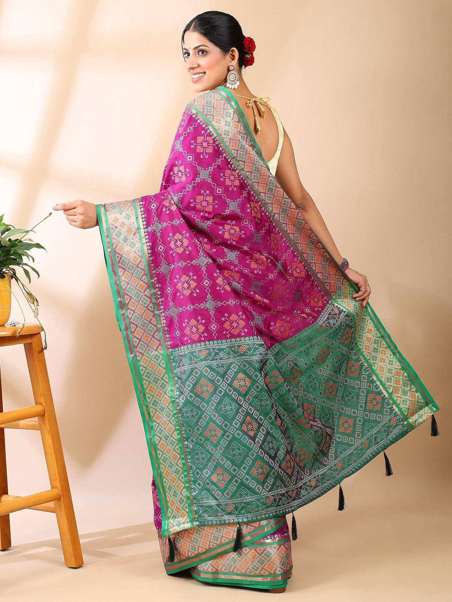 Gul Patola - Semi Silk Saree in Royal Purple