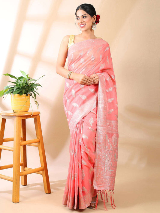 Gulzaar - Cotton Silk Saree in Rose Pink