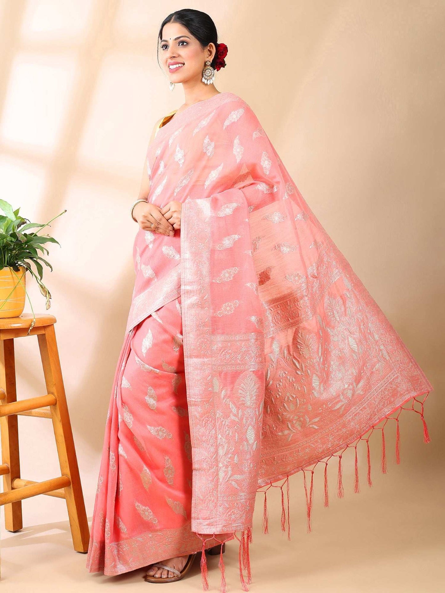 Gulzaar - Cotton Silk Saree in Rose Pink
