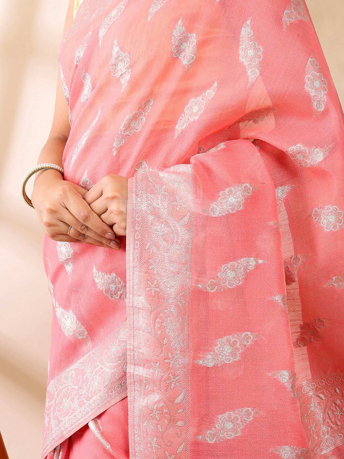 Gulzaar - Cotton Silk Saree in Rose Pink