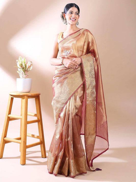 Noor-e-Gulab - Wine Toned Heritage Weave