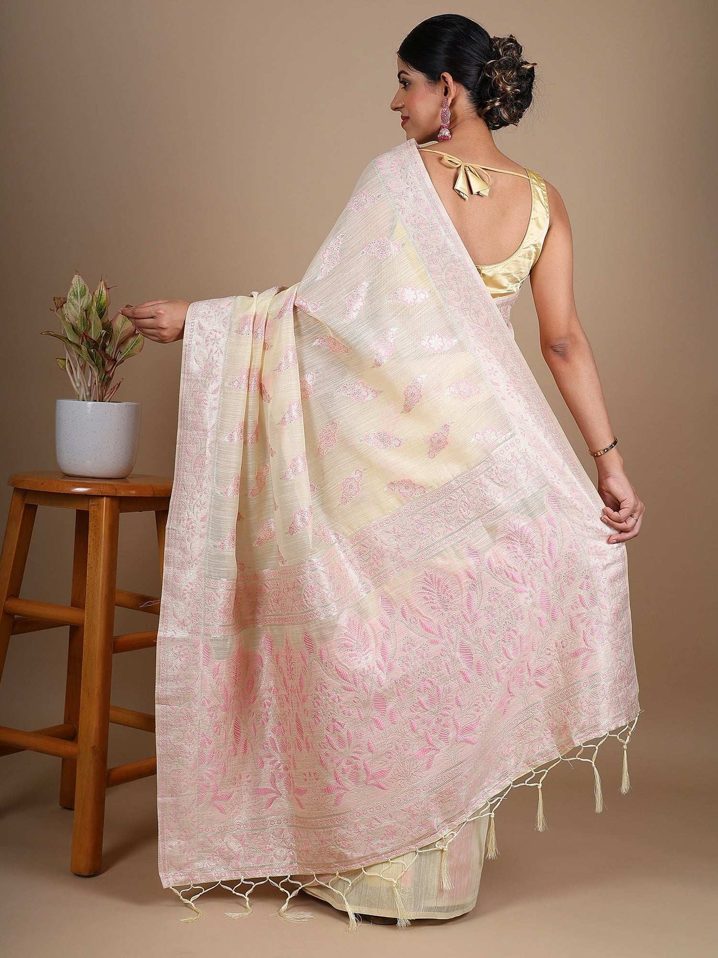 Noor - Cotton Silk Saree in Pastel Yellow