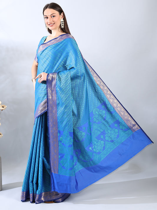 Royal Blue Soft Silk Zari Saree