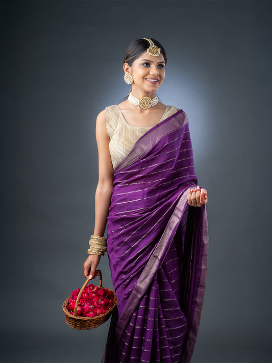 Purple Assam Silk Saree