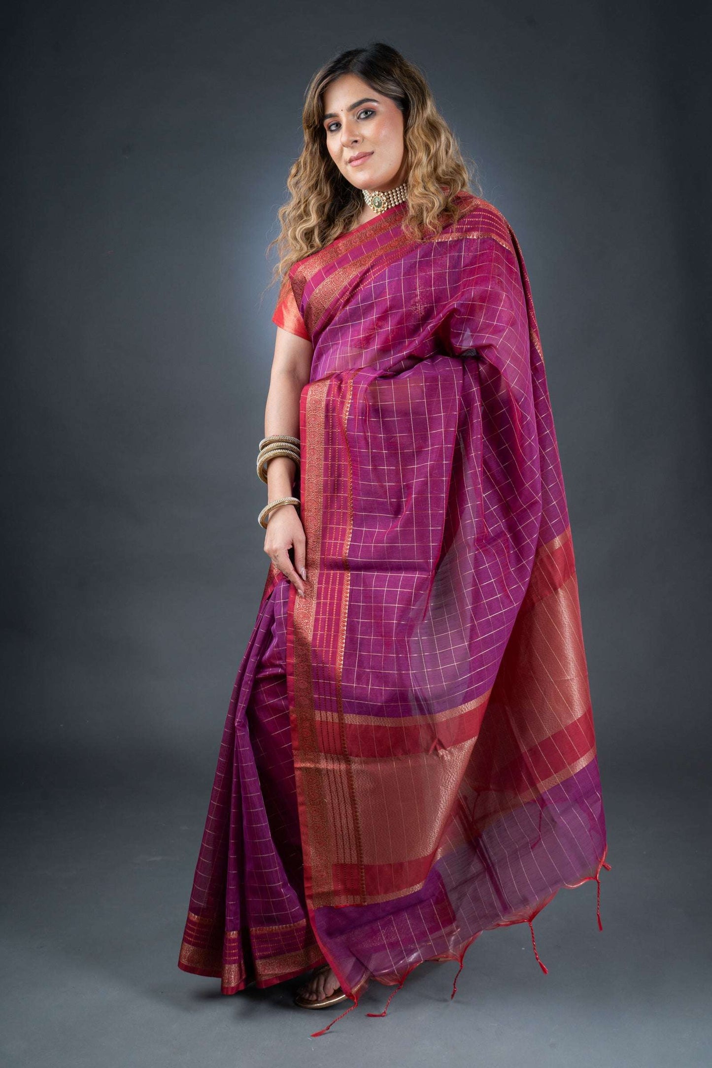 Regal Purple Chanderi Cotton Saree