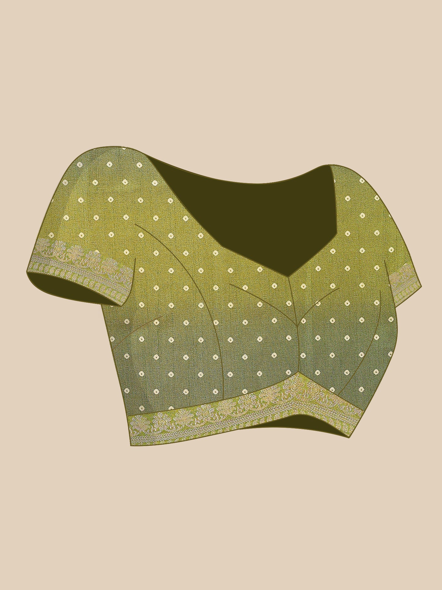 Olive Georgette Bandhani Print Saree