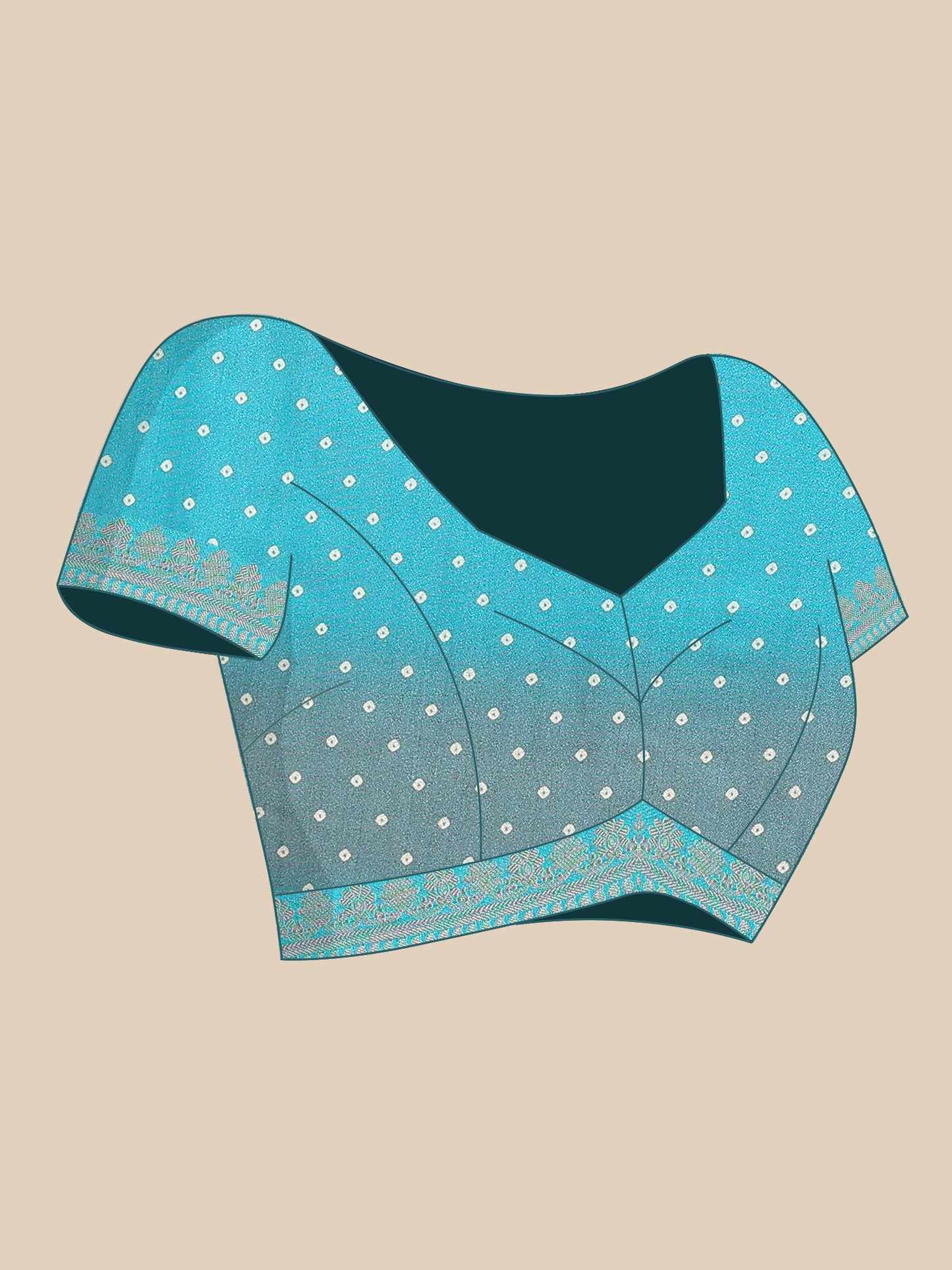 Ocean Blue Georgette Bandhani Print Saree