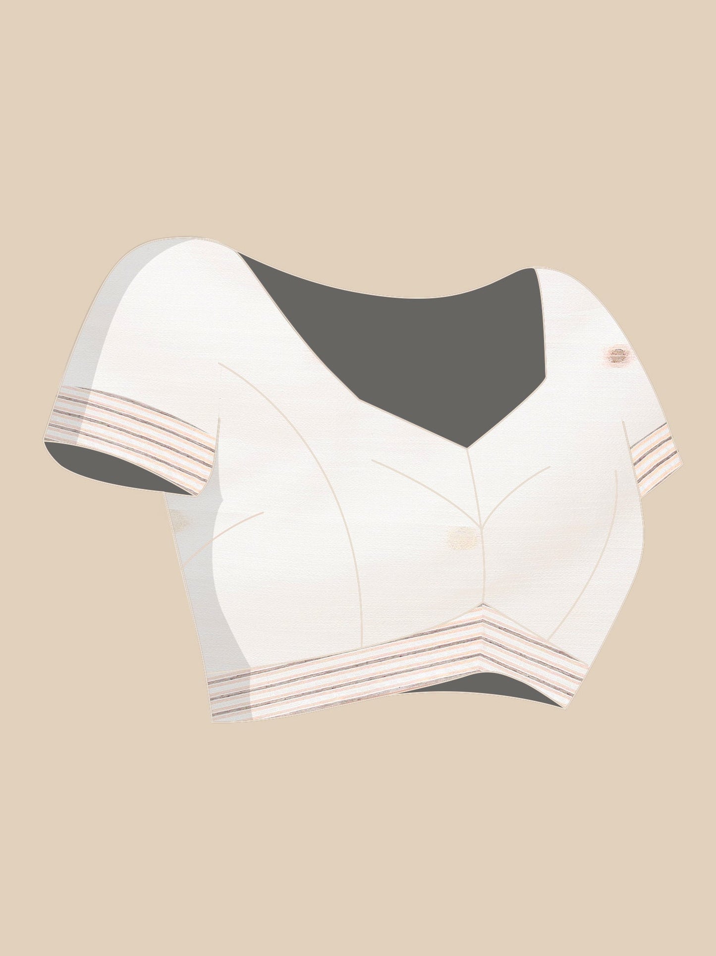 White & Beige Jamdani Cotton Saree