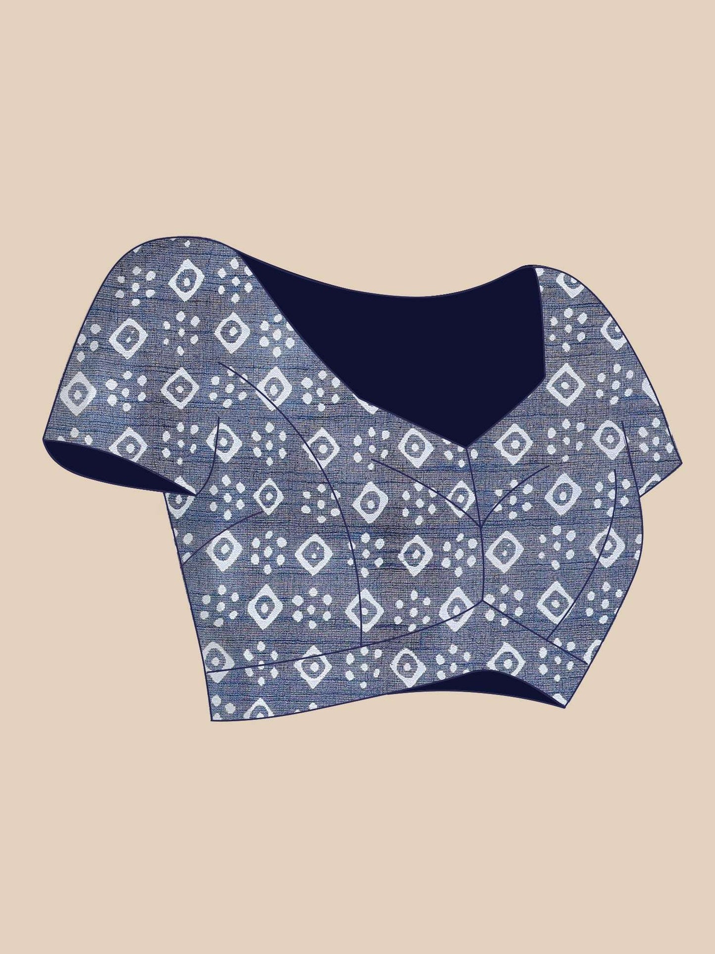 Indigo Grace - Handblock Linen Cotton Saree