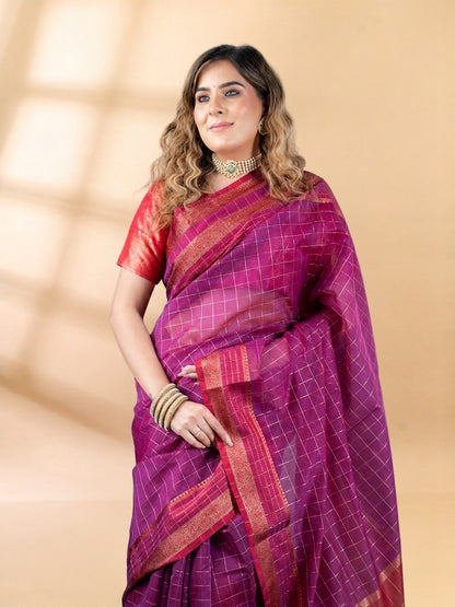 Regal Purple Chanderi Cotton Saree
