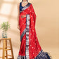 Red and Blue Assam Silk Saree