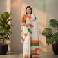 Ivory Green Mul Cotton Kantha Saree