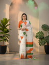 Ivory Green Mul Cotton Kantha Saree