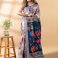 Peach Linen Cotton Printed Saree