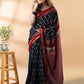 Black and Maroon Maheshwari Silk Saree