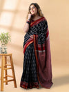 Black and Maroon Maheshwari Silk Saree