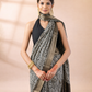 Black Block Print Assam Silk Saree