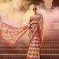Peach & Mustard Cotton Linen Printed Saree