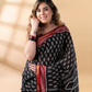 Black and Maroon Maheshwari Silk Saree