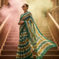 Green & Yellow Cotton Linen Printed Saree