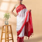 White and Red Chanderi Cotton Saree