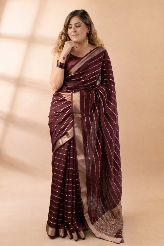 Wine Assam Silk Saree