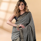 Black Block Print Assam Silk Saree