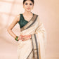 Beige and Black Chanderi Cotton Saree