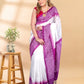 White and Purple Chanderi Cotton Saree