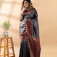 Grey and Maroon Semi-Silk Saree
