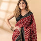 Maroon and Black Maheshwari Silk Saree