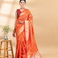 Orange Banarasi Chanderi Zari Saree
