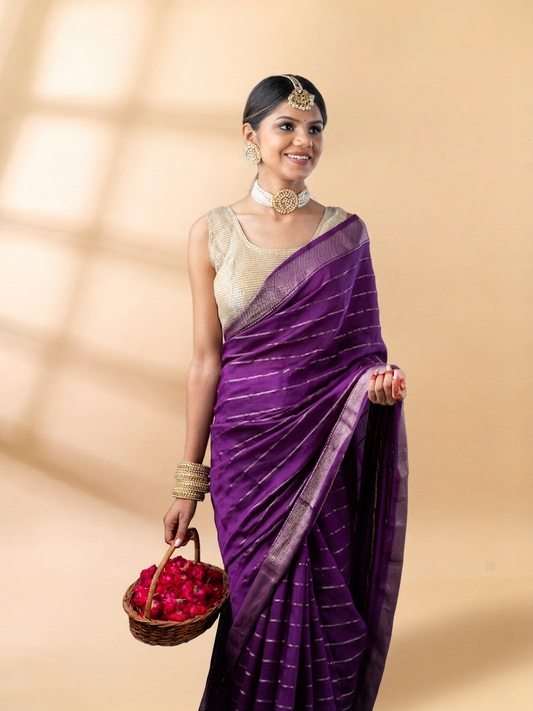 Purple Assam Silk Saree