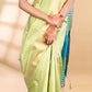 Mint Green Semi-Raw Silk Saree