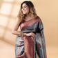 Grey and Maroon Semi-Silk Saree