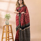 Maroon and Black Maheshwari Silk Saree